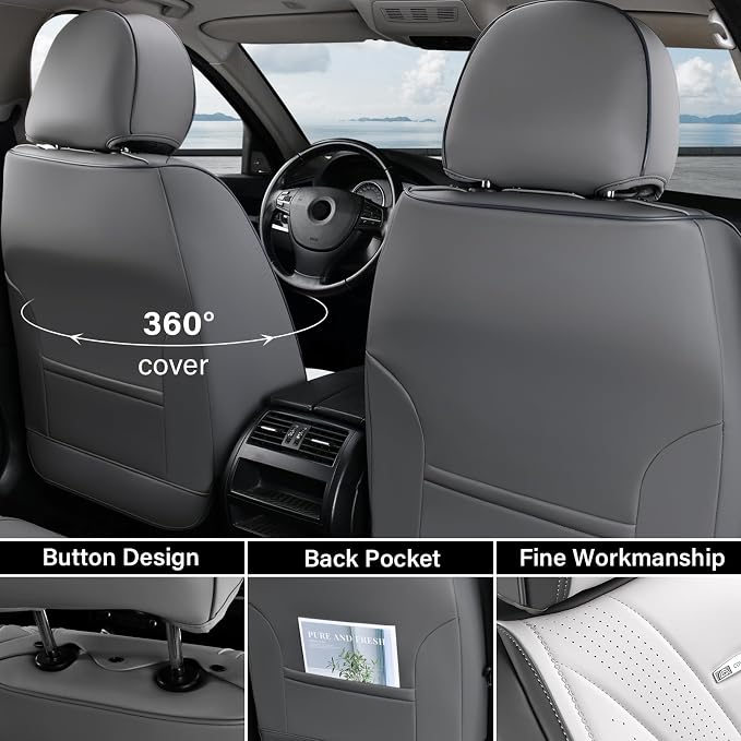Universal Seat Covers — Full Set — Gray / White