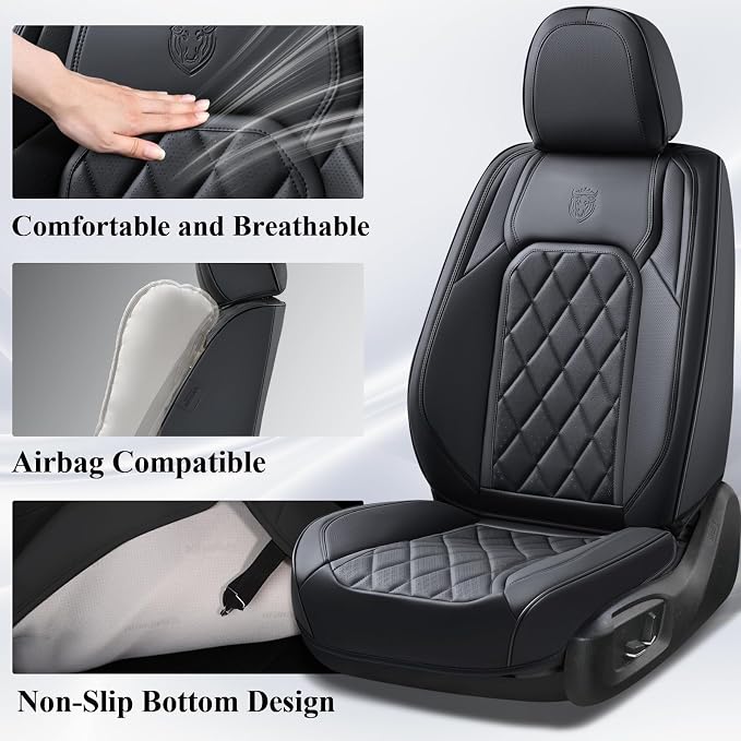 Universal Faux Leather Seat Covers — Front Seat — Black