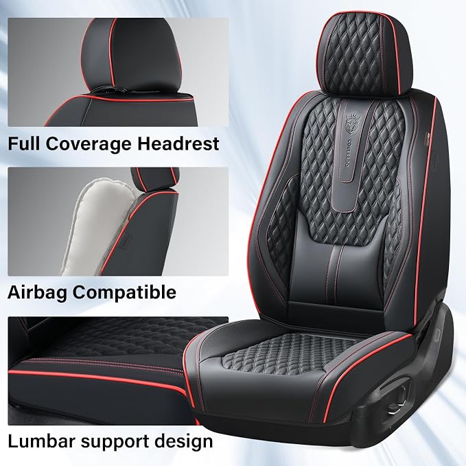 Universal Seat Covers — Full Set — Black / Red