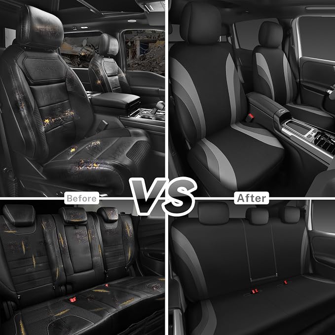 Universal Seat Covers — Full Set — Black / Gray