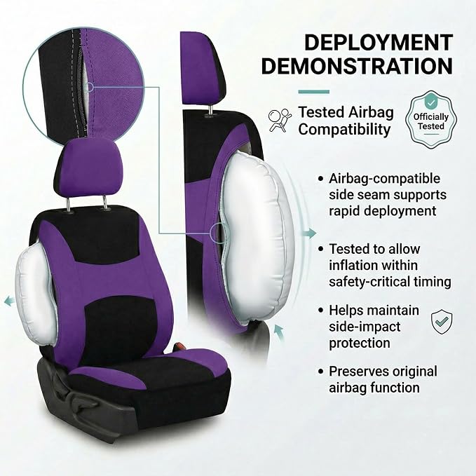 Universal Fabric Seat Covers — Front Seat — Purple