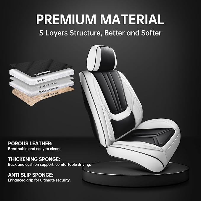 Universal Seat Covers — Full Set — White / Black
