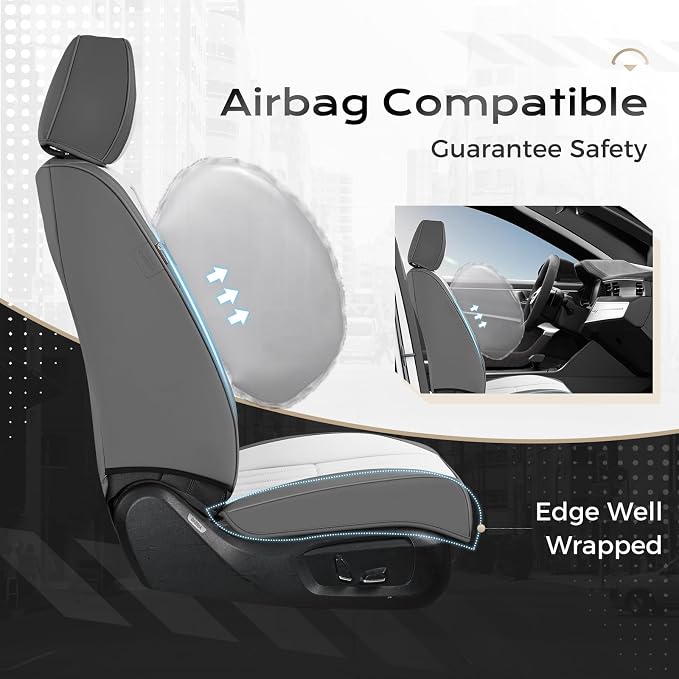 Universal Seat Covers — Front Seat — Gray / White