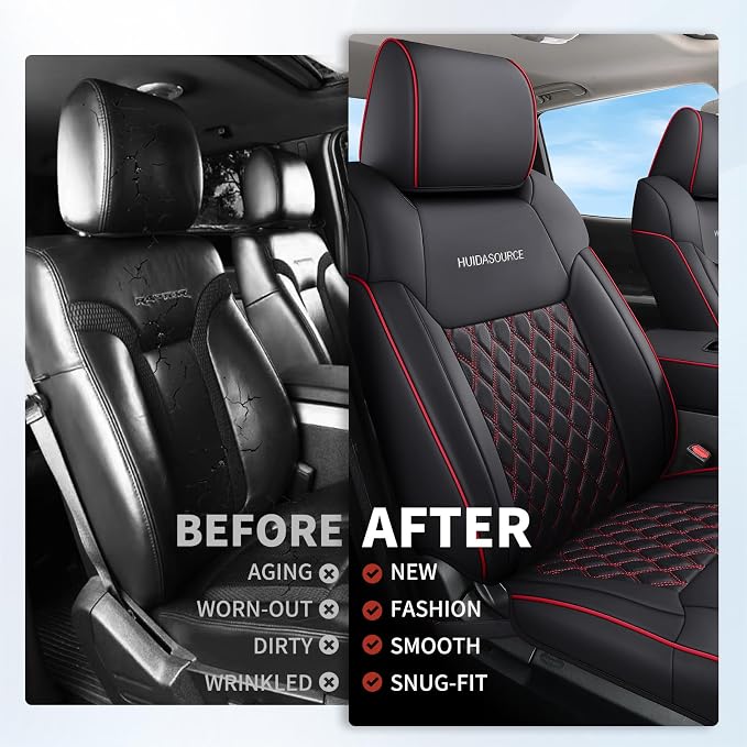 Seat Covers for Multiple Vehicles — Full Set — Black / Red
