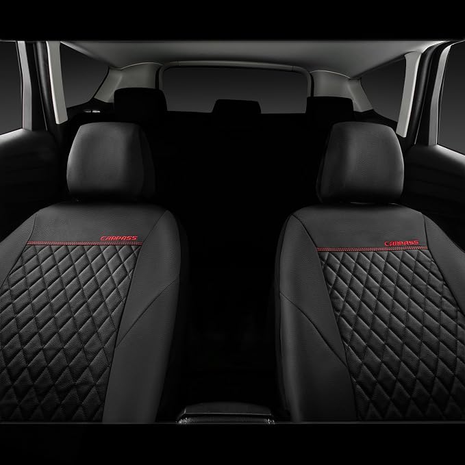 Universal Faux Leather Seat Covers — Front Seat — Black