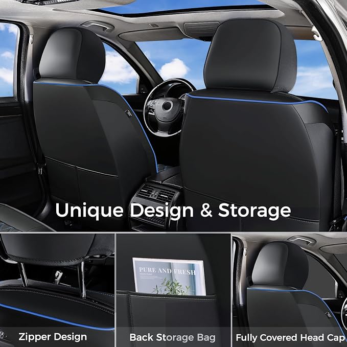 Universal Seat Covers — Full Set — Blue / Black