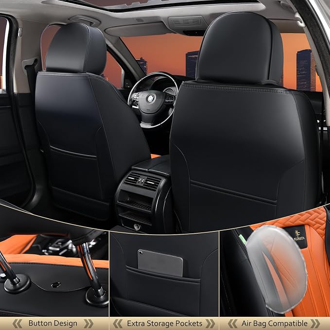 Universal Seat Covers — Front Seat — Black / Orange