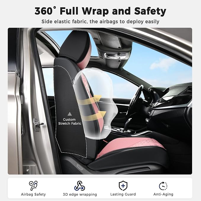Universal Seat Covers — Full Set — Black / Pink