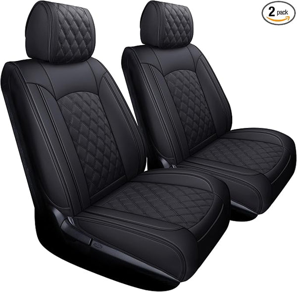 Faux Leather Seat Covers for Toyota Tundra — Front Seat — Black