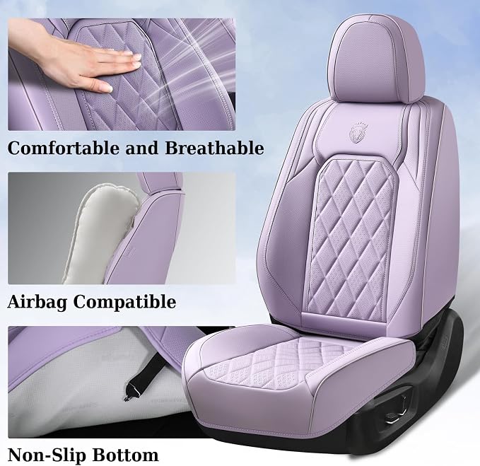 Universal Faux Leather Seat Covers — Front Seat — Purple
