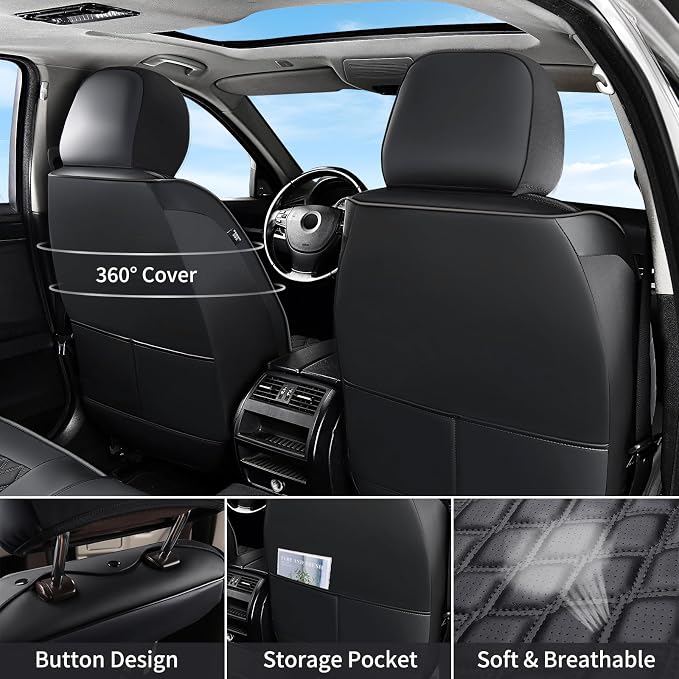Seat Covers for Multiple Vehicles — Full Set — Black
