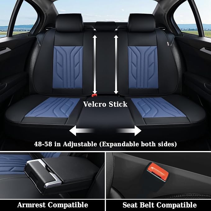 Universal Seat Covers — Full Set — Black / Blue