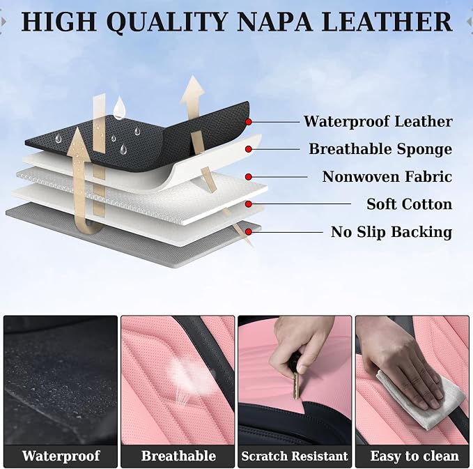 Universal Seat Covers — Front Seat — Black / Pink