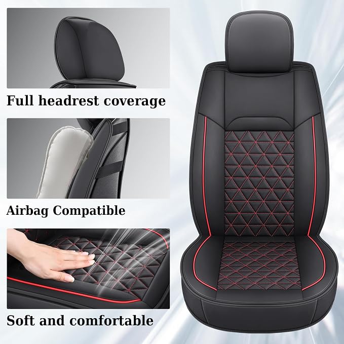 Seat Covers for Multiple Vehicles — Full Set — Black / Red