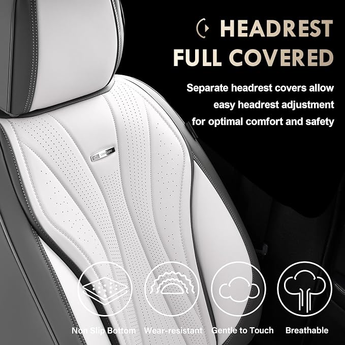 Universal Seat Covers — Full Set — Gray / White