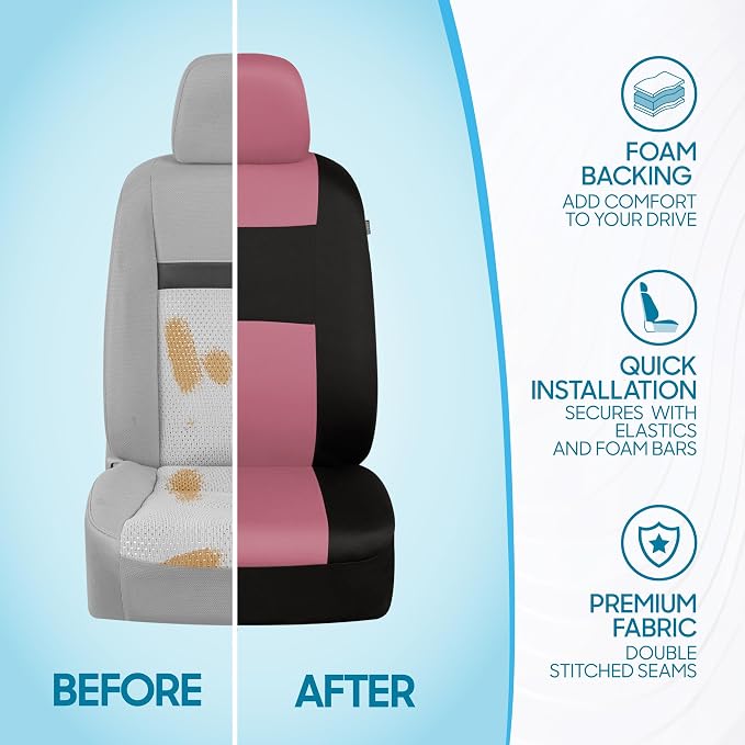 Car Seat Covers — Full Set — Pink / Black