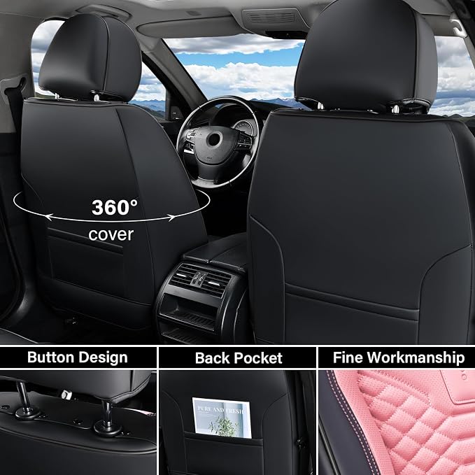Universal Seat Covers — Full Set — Black / Pink