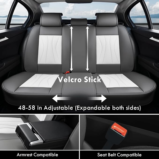 Universal Seat Covers — Full Set — Gray / White