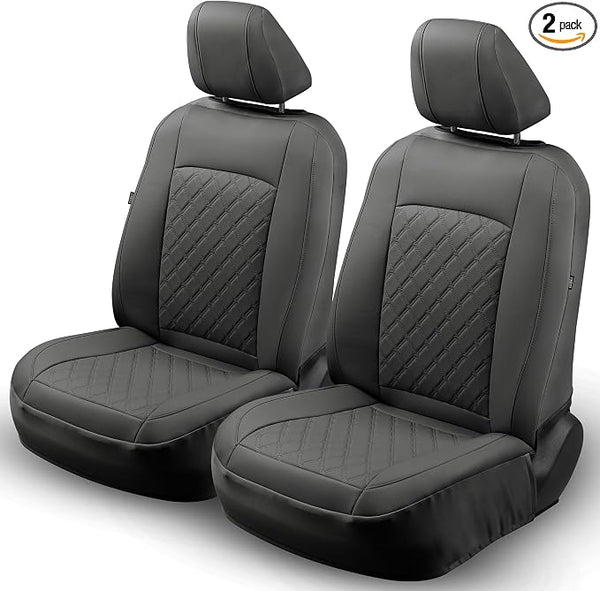 Faux Leather Seat Covers for Multiple Vehicles — Front Seat — Black