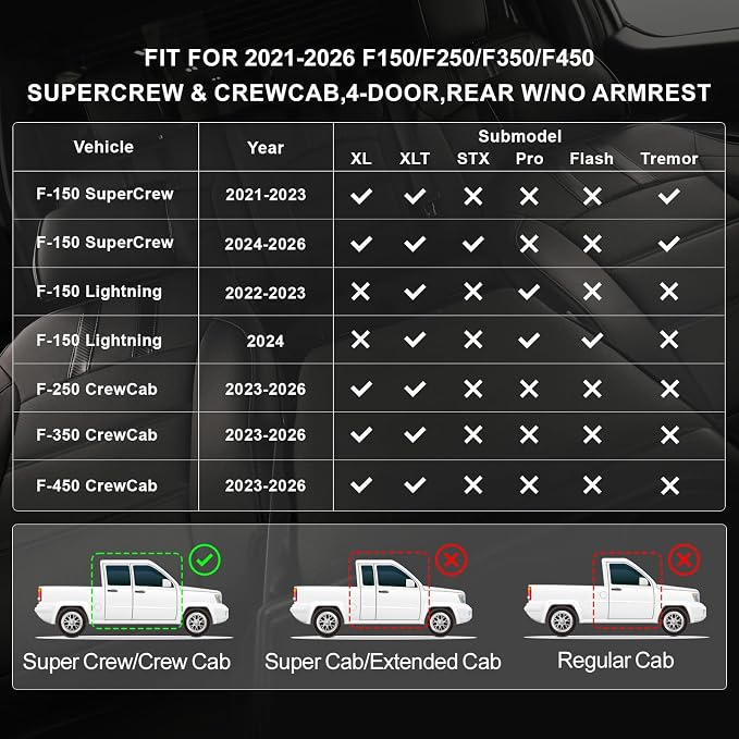 Seat Covers for Multiple Vehicles — Full Set — Black