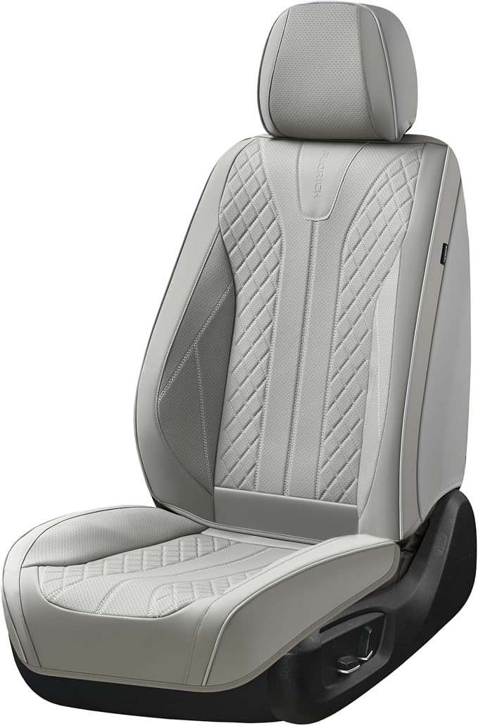 Universal Faux Leather Seat Covers — Front Seat — Gray