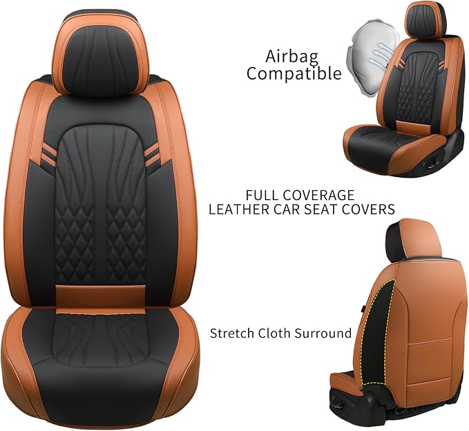 Universal Seat Covers — Full Set — Black / Brown