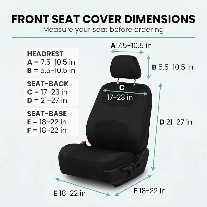 Universal Fabric Seat Covers — Front Seat — Black