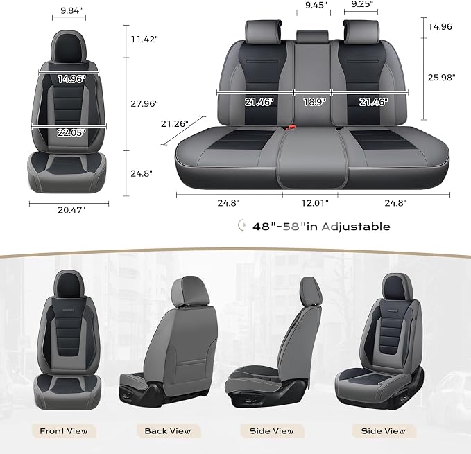 Universal Seat Covers — Front Seat — Gray / Black