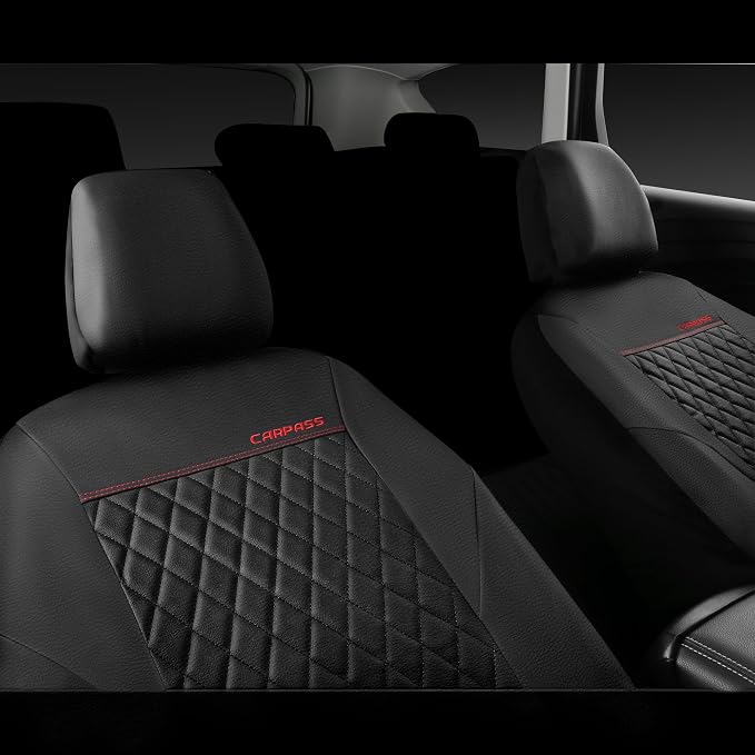 Universal Faux Leather Seat Covers — Front Seat — Black