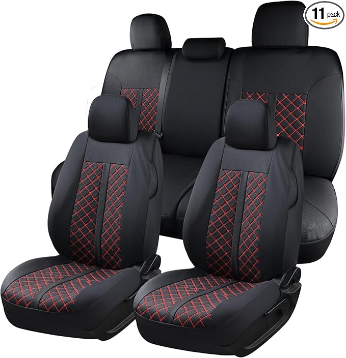 Seat Covers for Toyota Tacoma — Full Set — Black / Red
