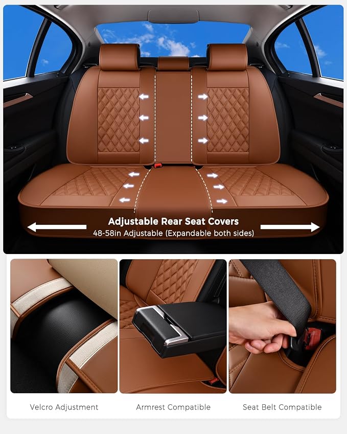 Universal Seat Covers — Full Set — Brown