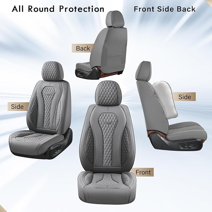 Universal Faux Leather Seat Covers — Front Seat — Gray