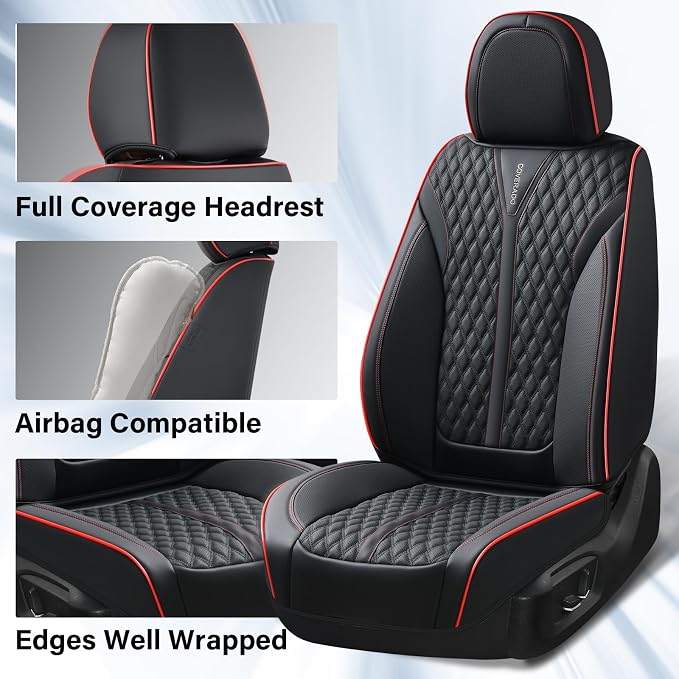 Universal Seat Covers — Full Set — Black / Red