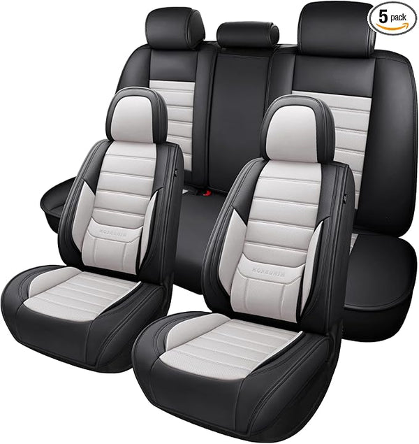 Universal Seat Covers — Full Set — Black / White