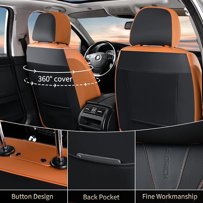 Universal Seat Covers — Full Set — Brown / Black
