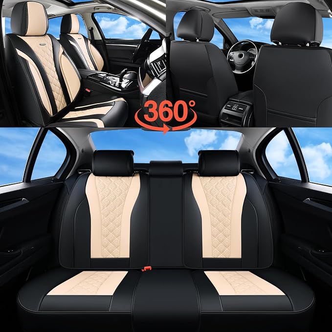 Universal Seat Covers — Full Set — Black / Beige