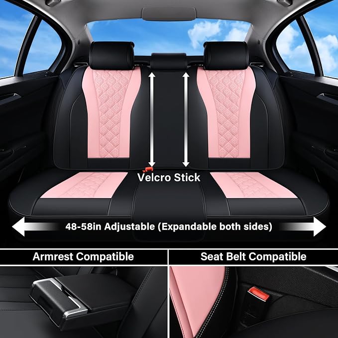 Universal Seat Covers — Full Set — Black / Pink