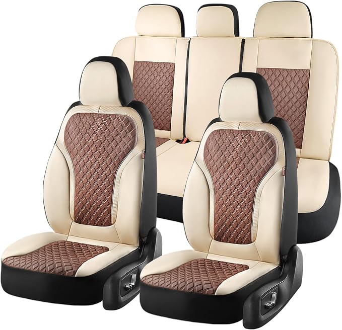Universal Seat Covers — Full Set — Beige / Brown