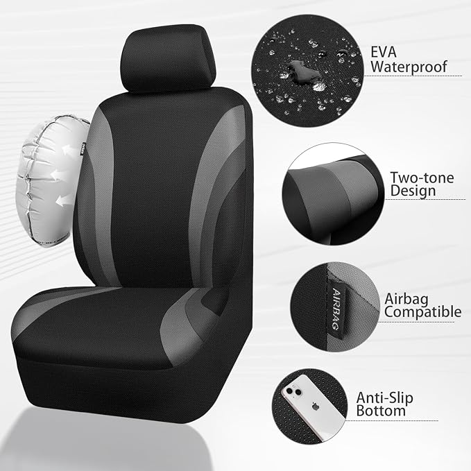 Universal Seat Covers — Full Set — Black / Gray