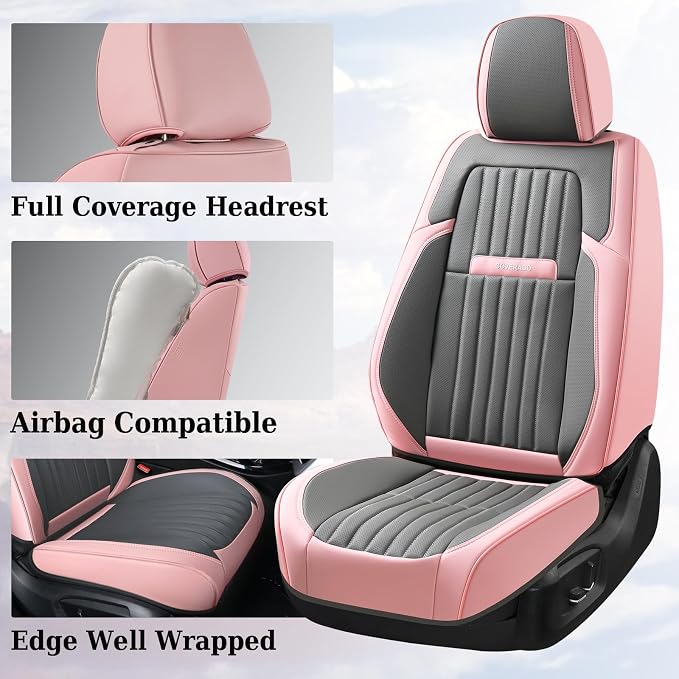 Universal Seat Covers — Front Seat — Pink / Gray