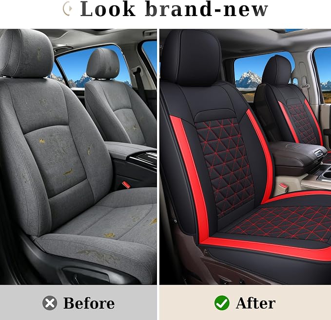 Seat Covers for Multiple Vehicles — Front Seat — Red