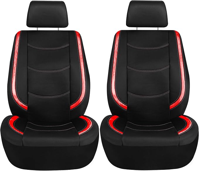 Universal Faux Leather Seat Covers — Full Set — Red
