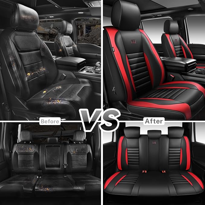 Universal Seat Covers — Full Set — Black / Red