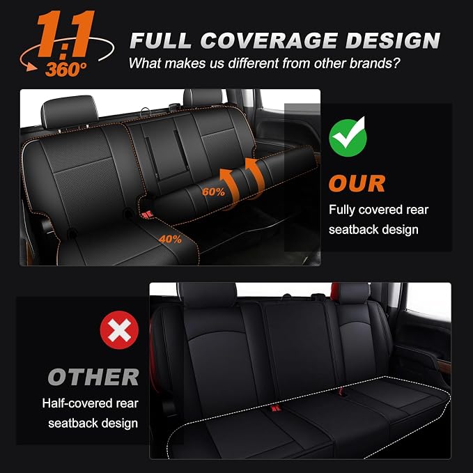 Faux Leather Seat Covers for Chevrolet Silverado / GMC Sierra — Full Set — Black / White