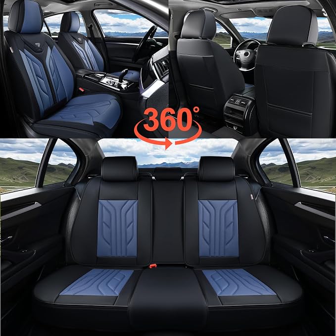Universal Seat Covers — Full Set — Black / Blue