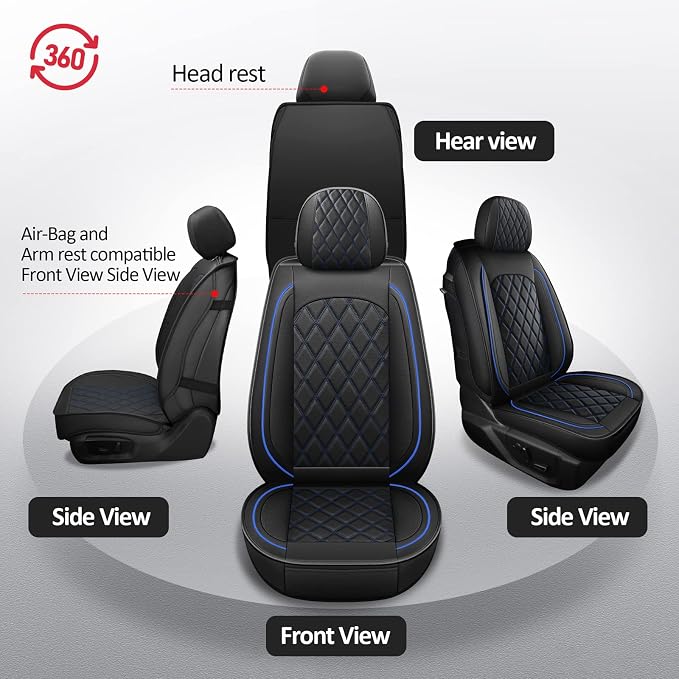 Seat Covers for Multiple Vehicles — Full Set — Black / Blue