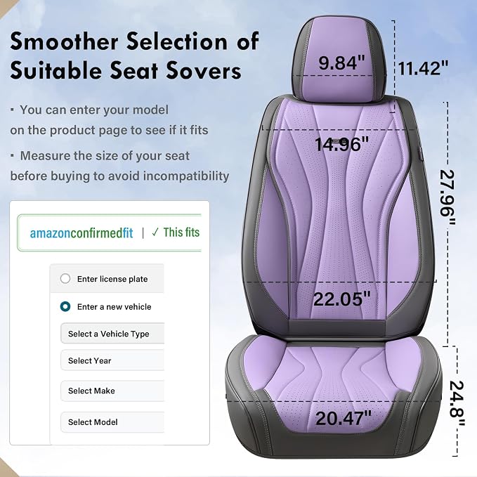 Universal Seat Covers — Front Seat — Gray / Purple