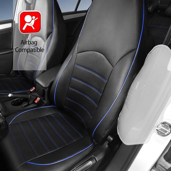 Universal Faux Leather Seat Covers — Front Seat — Blue