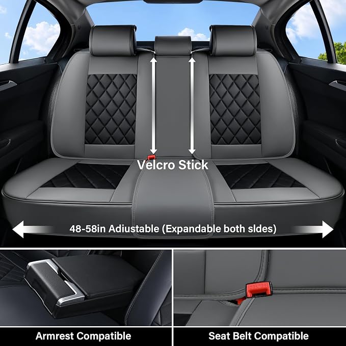 Universal Faux Leather Seat Covers — Full Set — Gray / Black