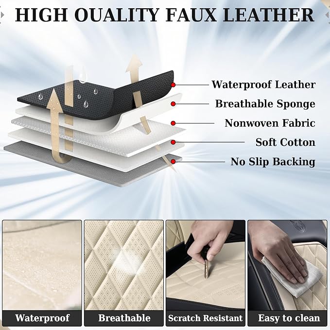 Universal Faux Leather Seat Covers — Full Set — Black / White